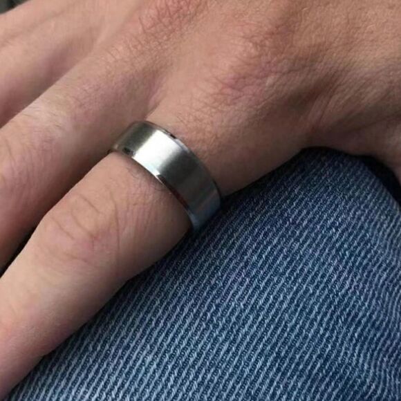 New 8mm Titanium Steel Polished Smooth Wedding Band Ring - Picture 4 of 6